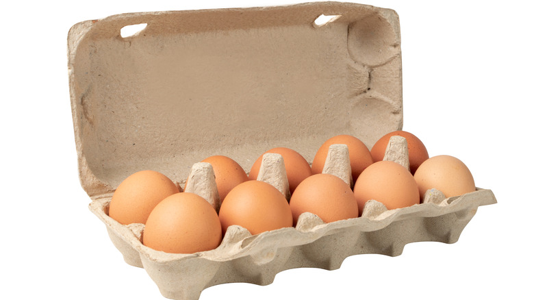 dozen eggs in a carton