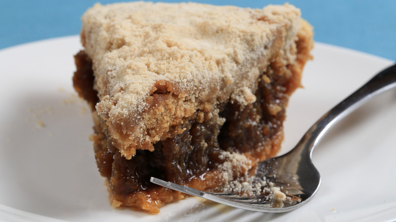 shoofly pie slice and a fork