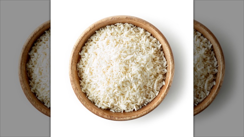 bowl of shredded coconut 