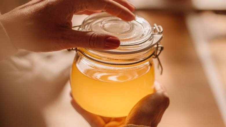 Clarified butter in a jar