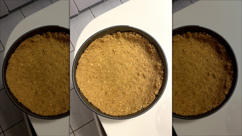 Graham cracker crust in pan