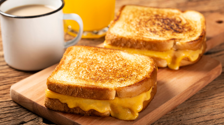 Grilled cheese sandwiches on platter