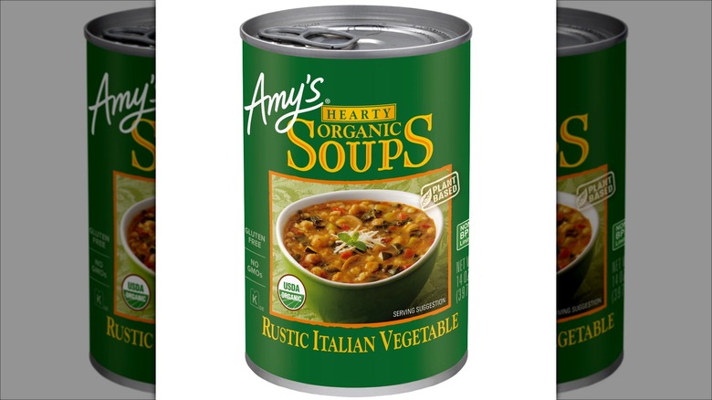 A can of Amy's Kitchen soup