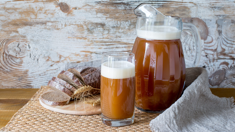 jug and glass of kvass