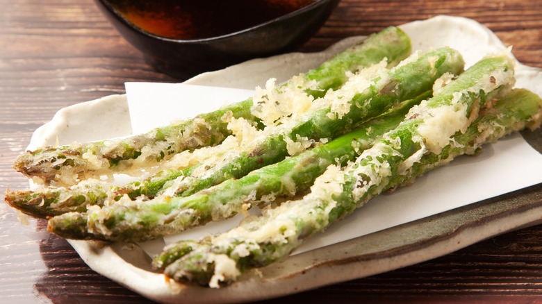 asparagus tempura fried and battered