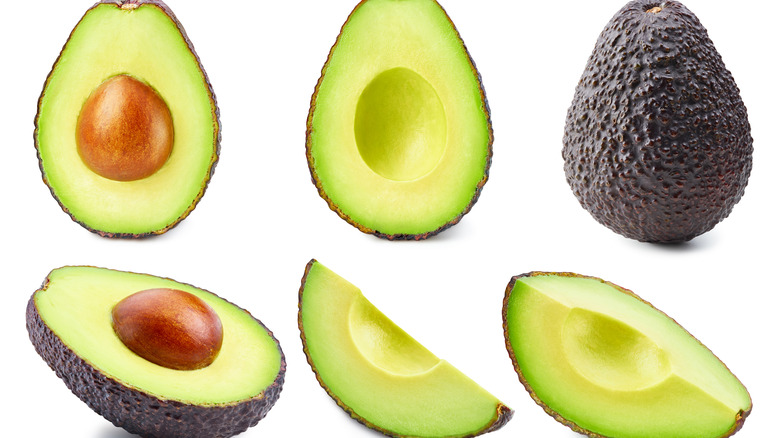 whole and cut avocados 