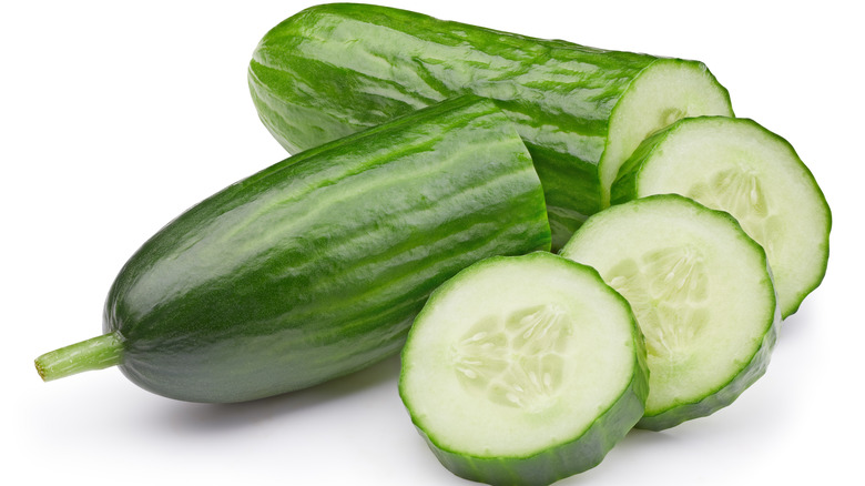 cut and sliced cucumber