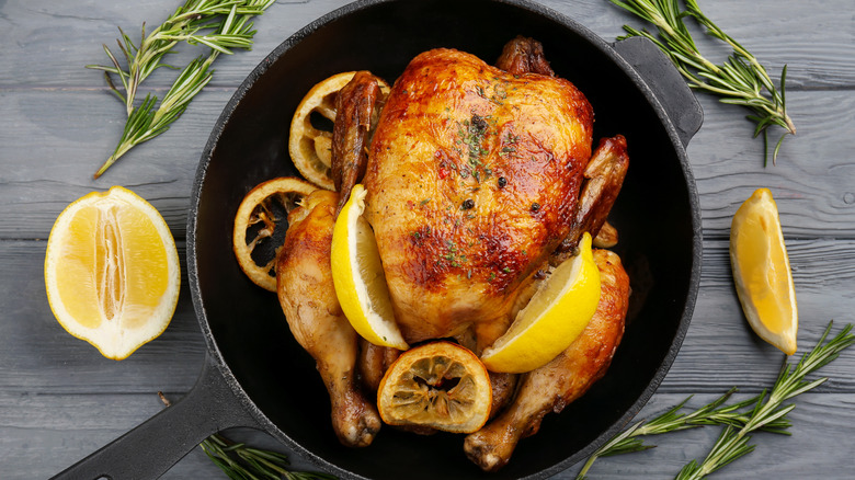 roast chicken with lemons