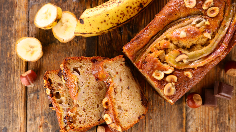 banana bread with peels