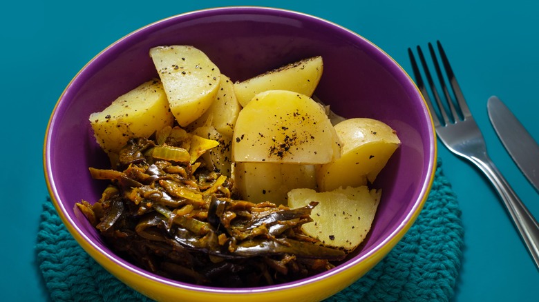 banana peel meat and potatoes