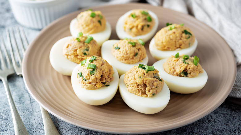 Canned tuna deviled eggs