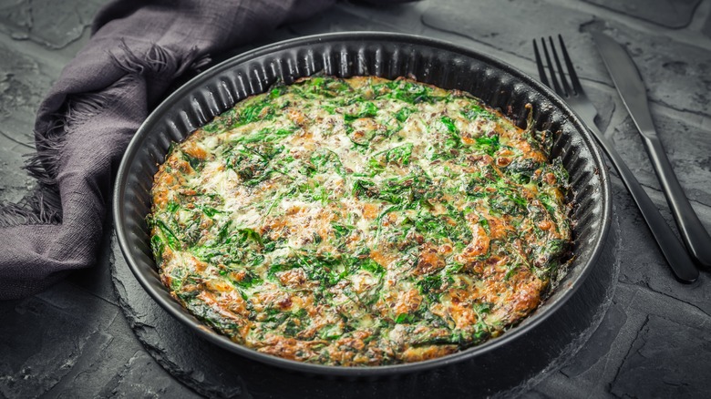 Baked egg frittata black dish