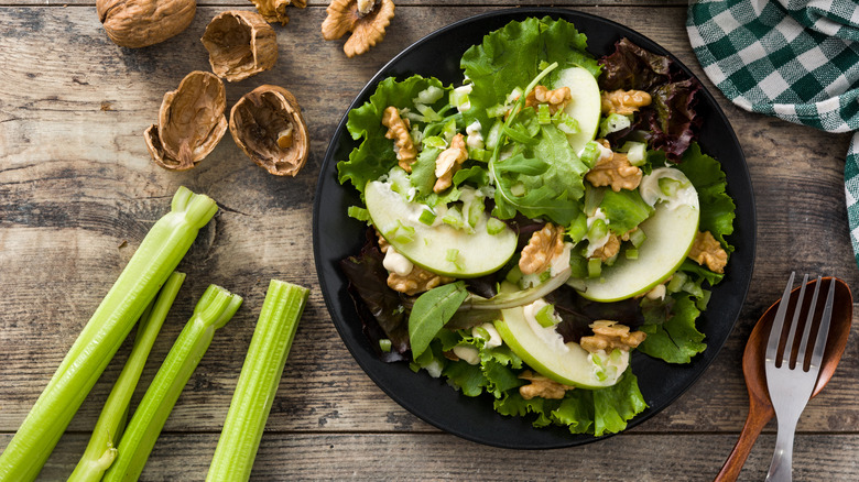 Waldorf salad with celery and walnuts