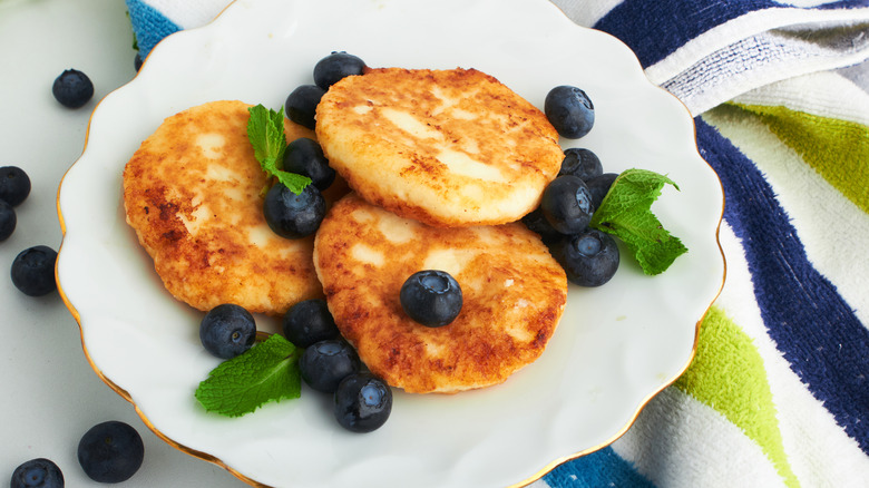 cottage cheese pancakes with blueberries