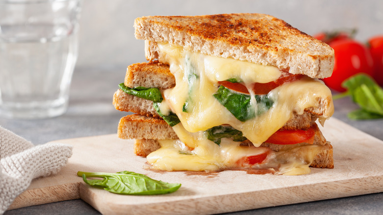 Layered grilled cheese sandwiches