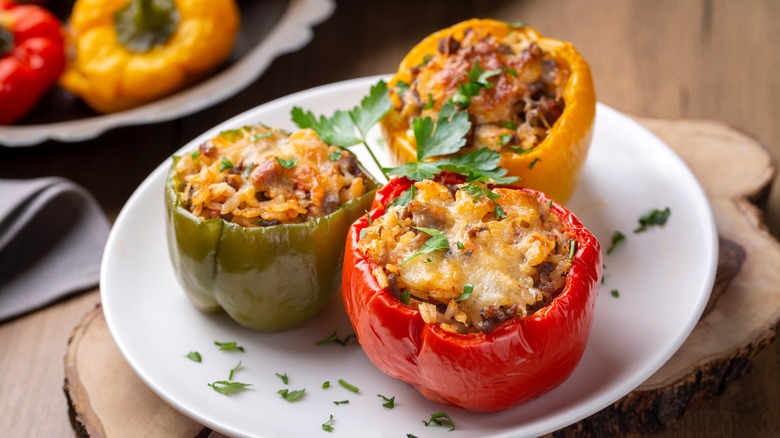 Stuffed bell peppers on plate