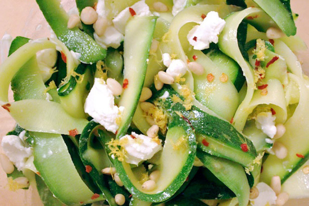 9. Zucchini 'Pasta' with Goat Cheese, Lemon, and Pine Nuts Recipe