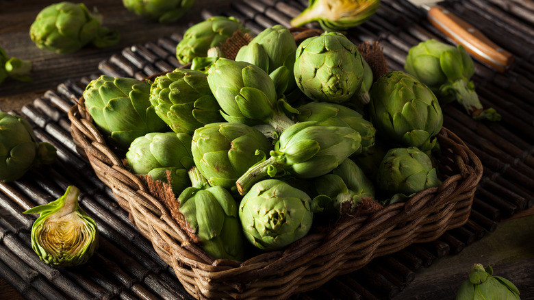 baby artichokes in basket