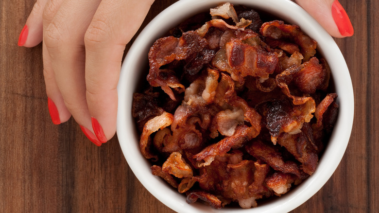 bowl of crispy bacon