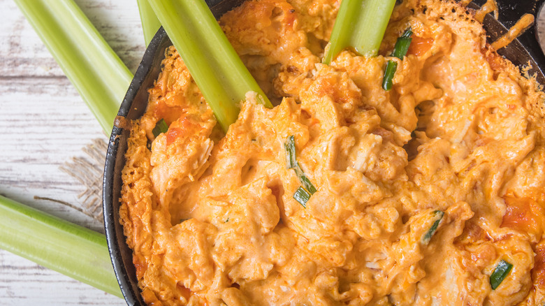 buffalo chicken dip with celery sticks