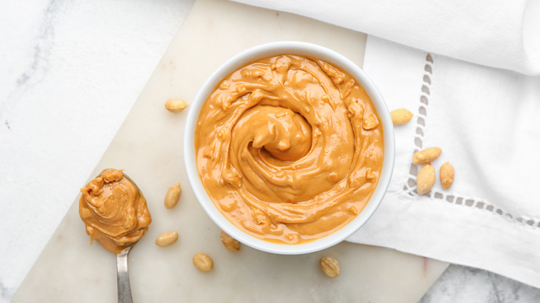 bowl of chunky peanut butter 