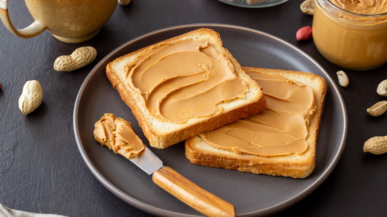 peanut butter spread on bread