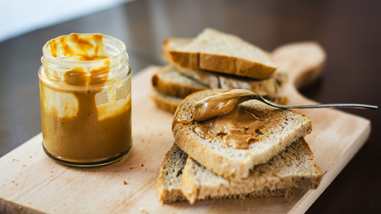 peanut butter jar and bread