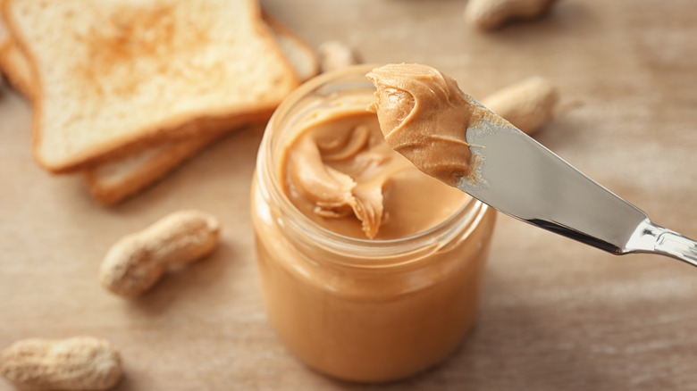 peanut butter on knife