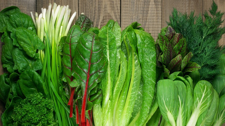 various greens on table