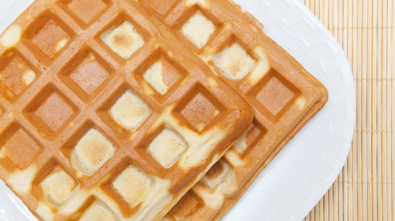 waffles on white plate