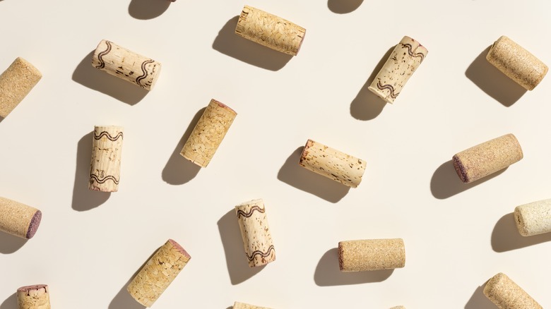 wine corks on white background