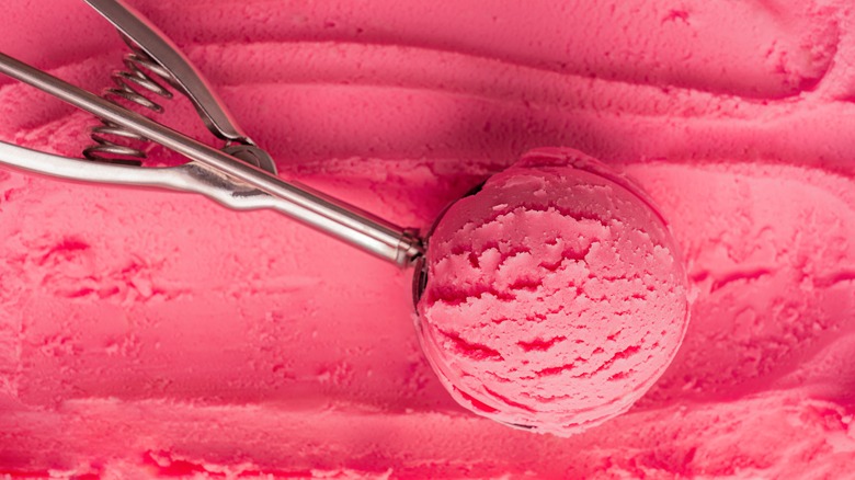 scooping pink sorbet