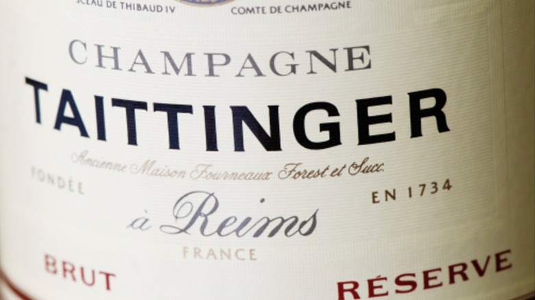 close up of Taittinger Champagne label