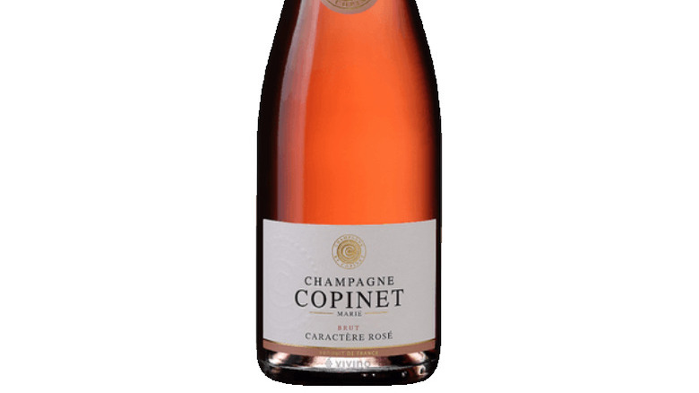 bottle of Copinet Rose Champagne on a white background