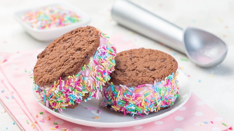 Ice cream sandwiches with sprinkles