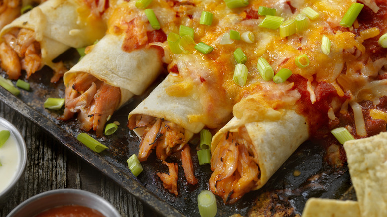 Chicken enchiladas with cheese