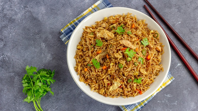 Bowl of chicken fried rice