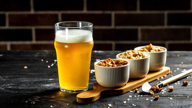 Light beer with snacks