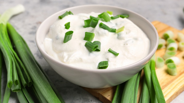 sour cream dip in bowl