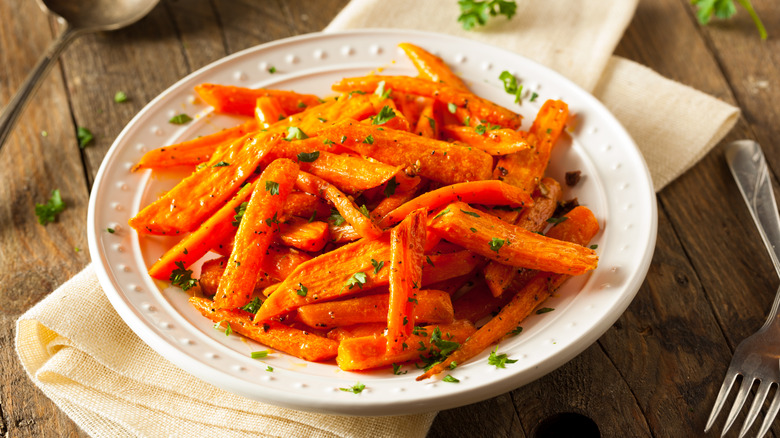 Plate of roasted carrots