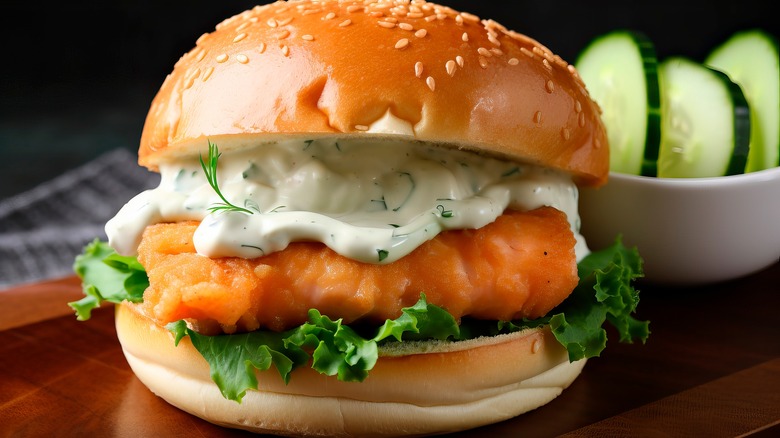 Fish sandwich with tartar sauce