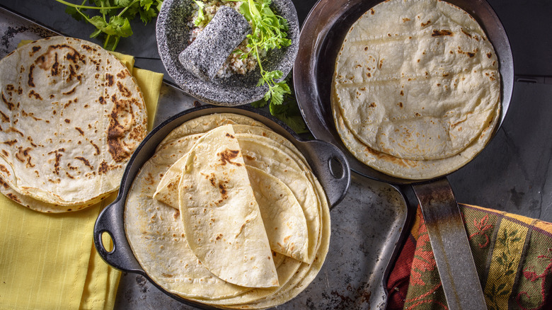 stacks of flour tortillas