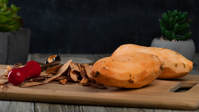 peeled sweet potatoes with skin