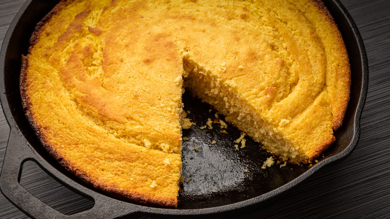 cornbread in cast iron skillet