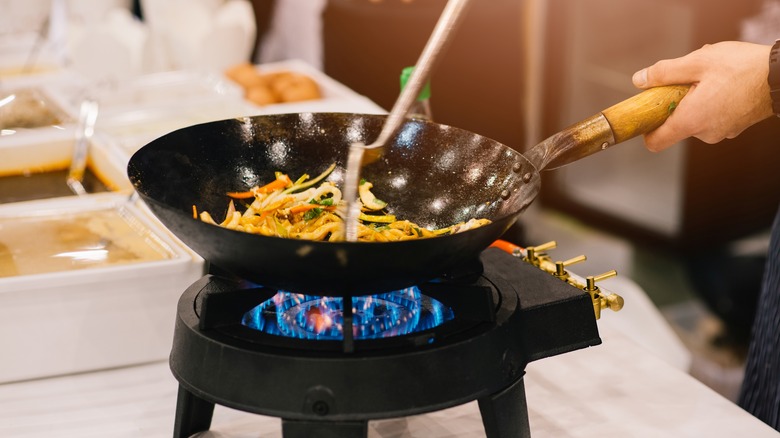 Wok on wok burner