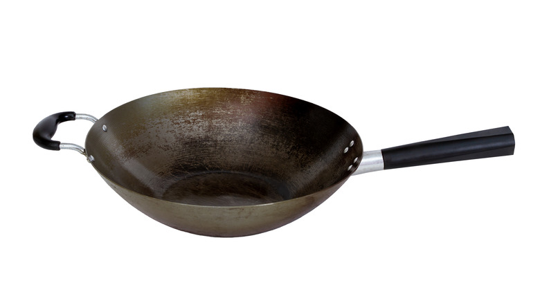 Empty carbon steel wok