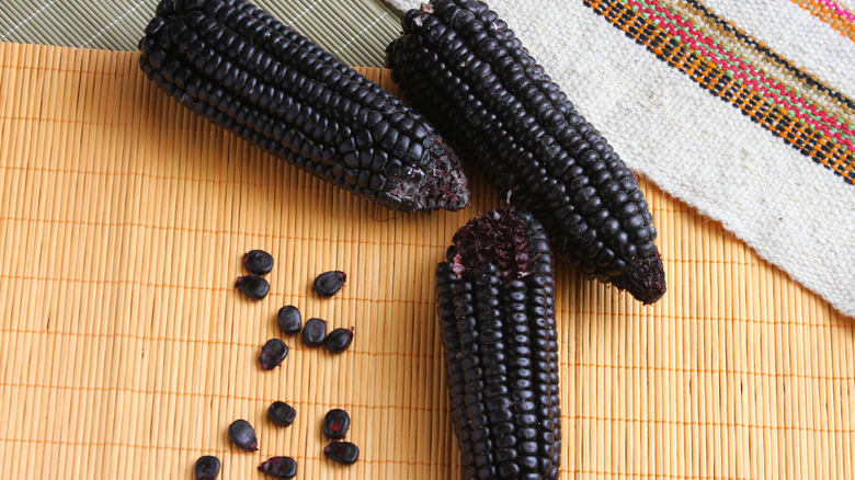 Black corn with kernels removed