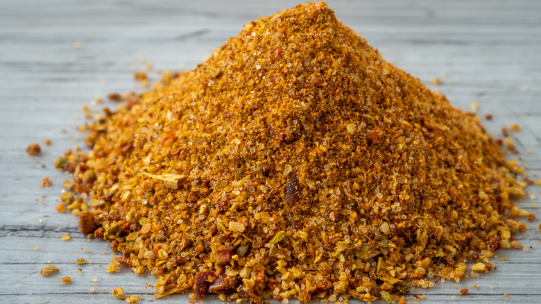 spice mix piled on board