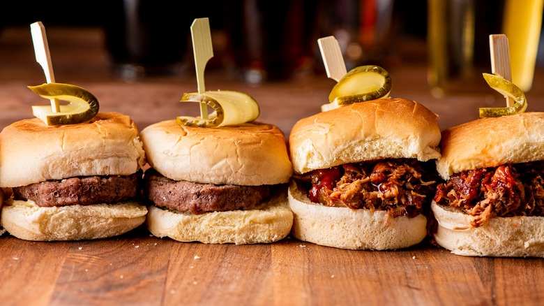 four sliders on a table