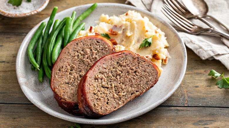 Meatloaf dinner on plate